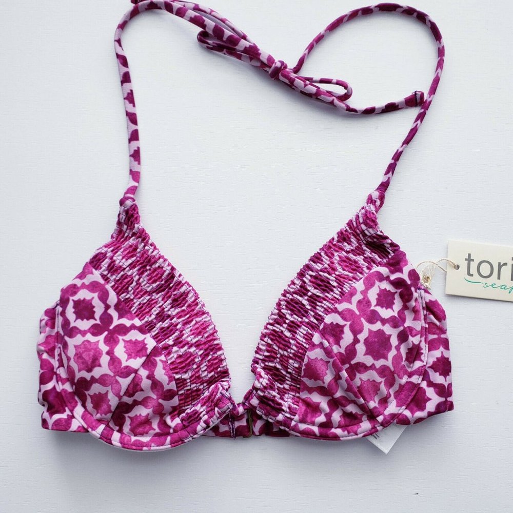 Tori Praver NWT Eggplant Triangle Bikini Top S - Picture 6 of 8
